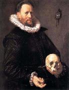 Frans Hals Portrait of a Man Holding a Skull. oil